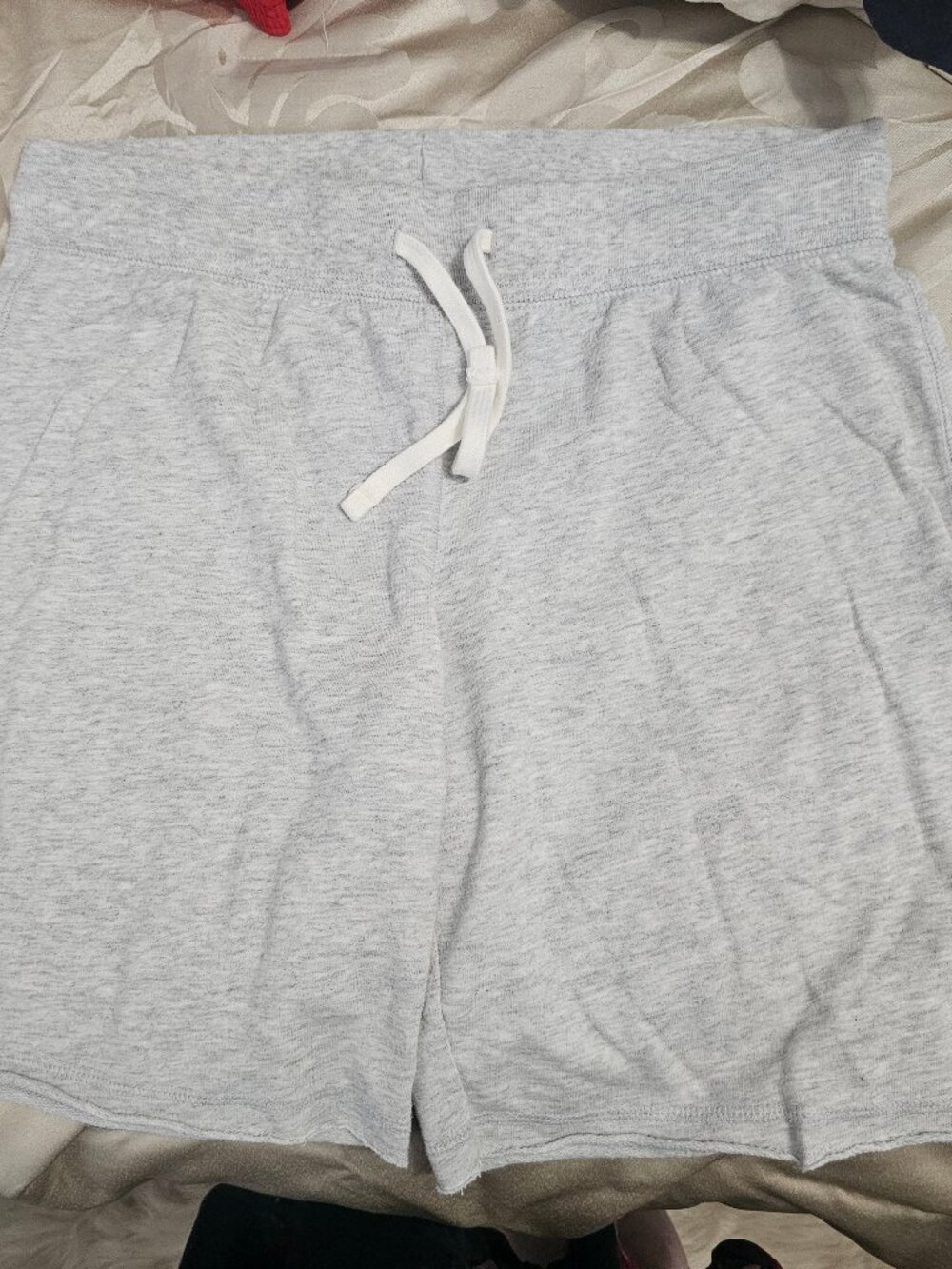 Light Heather Grey Mid-Thigh Cotton Blend Gym Shorts